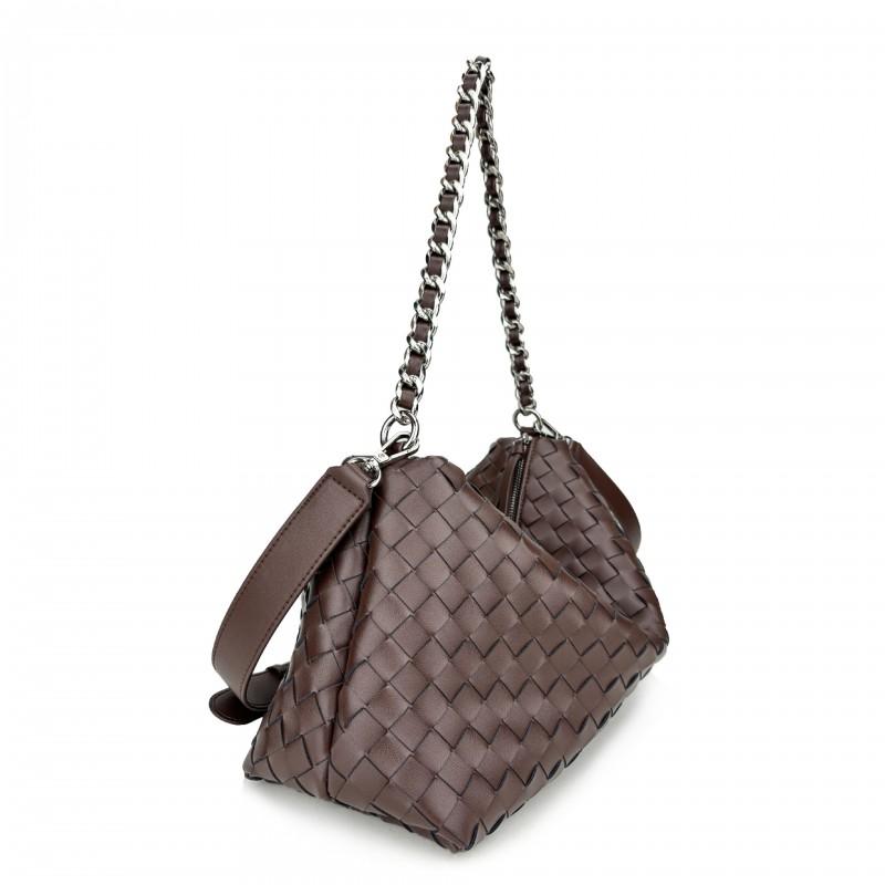 Premium Genuine Leather Woven Chain Shoulder Bag Large Capacity Crossbody Women Men Daily Use