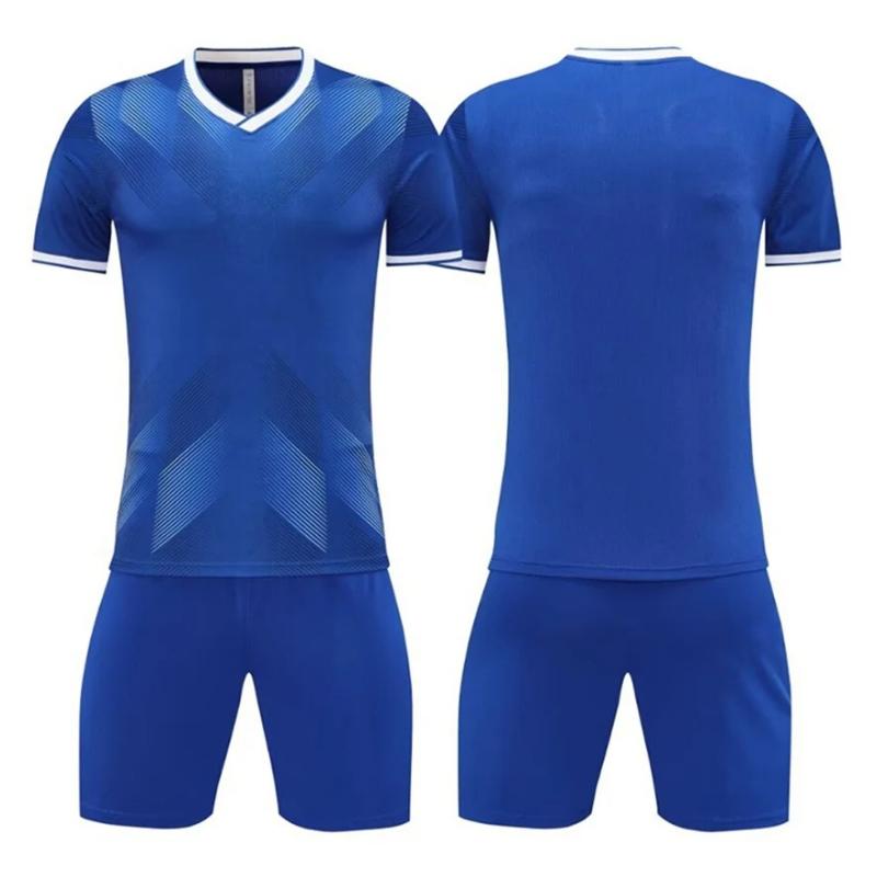 Men Short Sleeve Red Soccer Jersey Set  Purple Adult Football Uniform Boy Blue  Kids Soccer Shirt