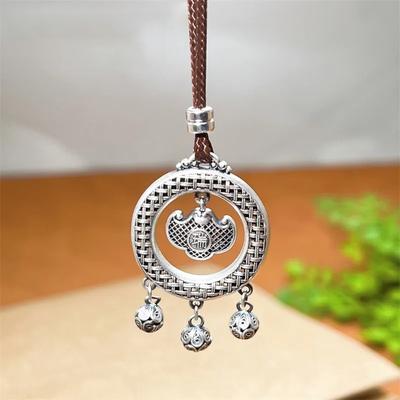 Vintage Hollow Fortune Lock Safety Buckle Pendant Women Jewelry Trendy Woven Pattern Bell Tassel Necklace Female Sweater Chain