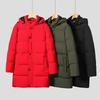 Men's Plus Size Long Cotton Jacket with Removable Hood