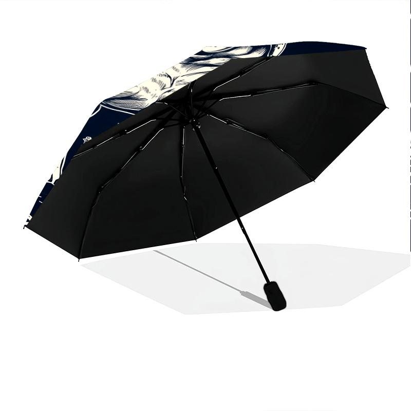 Bulldog  pattern, automatic folding umbrella, portable and foldable design, 8 ribs, a Christmas or birthday gift.