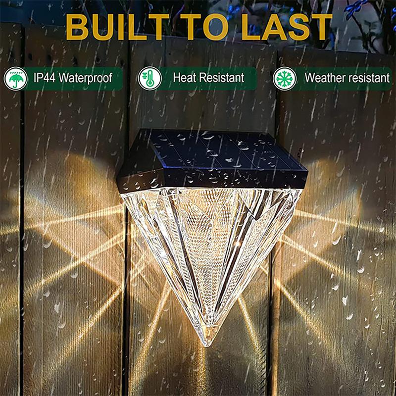 Diamond Solar Fence Light Solar Deck Light Outdoor Waterproof Solar Step Light Solar Wall Light For Garden Yard Patio Stair Post