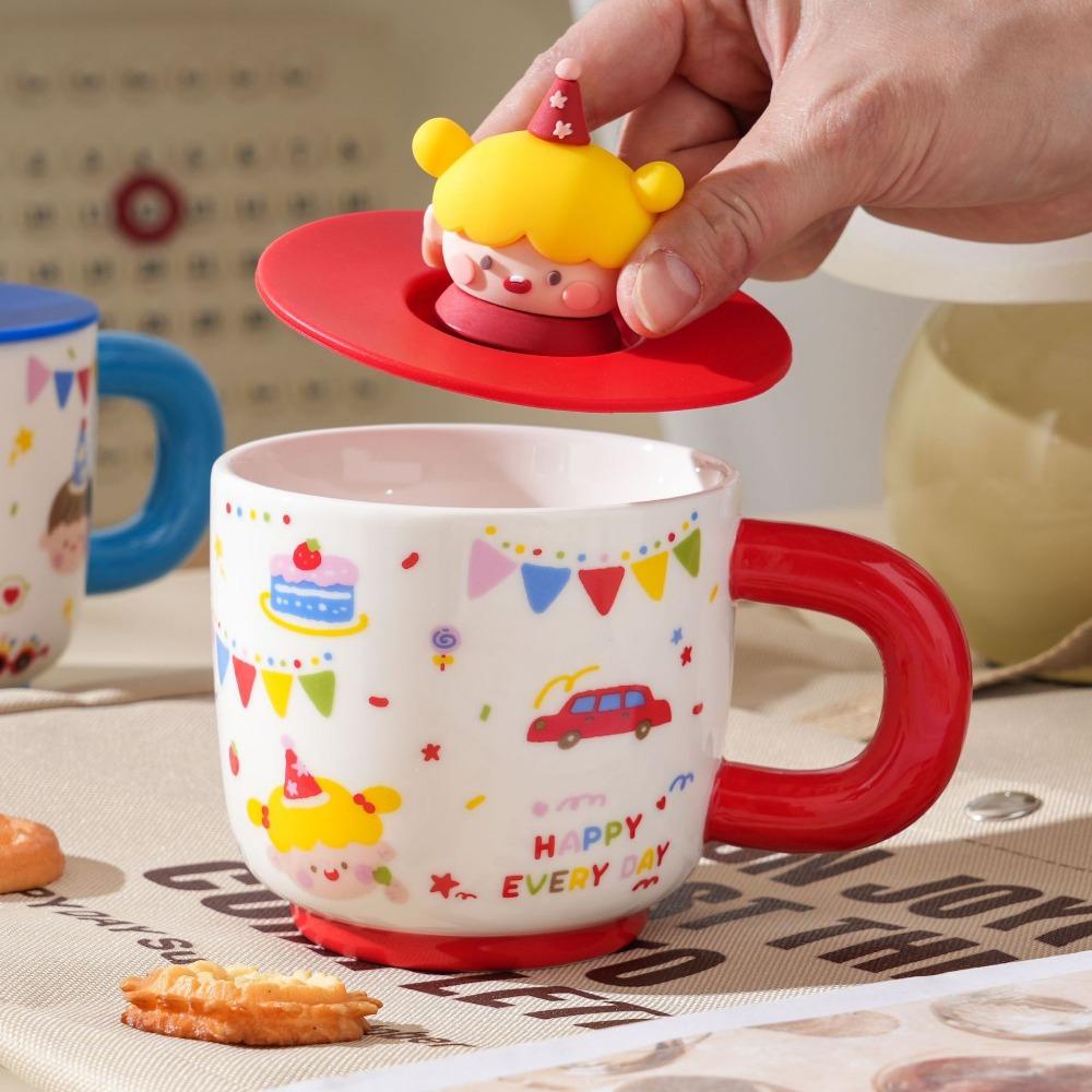 Cute Cartoon Ceramic Cup Birthday Gift Mug Boy Girl Couple Water Cup Coffee Cup Souvenir Gift Cup