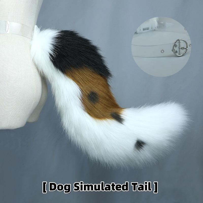 Halloween Ungezogen Rand Simuliert Hundeschwanz Bestienohr Schwanz Cosplay Party Verkleidung Niedlich Plüsch Kopfbedeckung Haarband Für Weihnachten gray