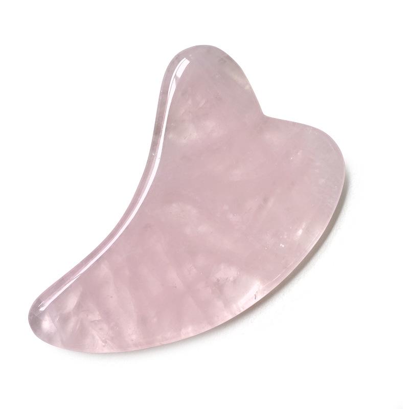 Set Gua Sha din Cuarț Roz în Formă de Inimă și Roller Facial din Cristal de Jad