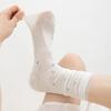 Women's Spring & Summer Korean-Style Floral Lace Trim Slouch Socks - Mid-Calf, Seamless, Thin