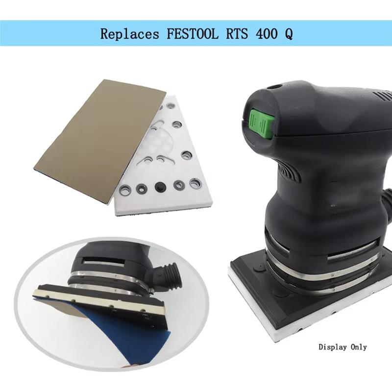 B97A-Hook Loop Andloop Sanding Pad 130X80mm 12 Holes Replacement Plate For Festool RTS 400 REQ Square Polishing Disc