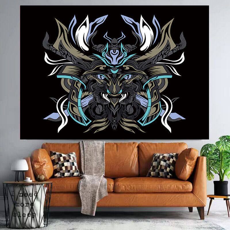 Japanese Ukiyoe Samurai Tapestry Wall Hanging Decorative Headboard for Bedroom Traditional Japanese Artistic Design