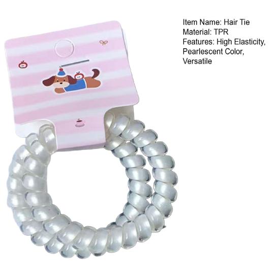 1 Pair Women Hair Ties Pearlescent Color High Elasticity Phone Cord Shape Hair Ropes Flexible Ponytail Holder Hair Accessories