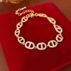 Bracciale Regolabile in Oro Vero Galvanizzato con Zir*****val Diamond, Lusso Leggero, Bracciale alla Moda di Alta Gamma, Gioiello Versatile per il Pendolarismo