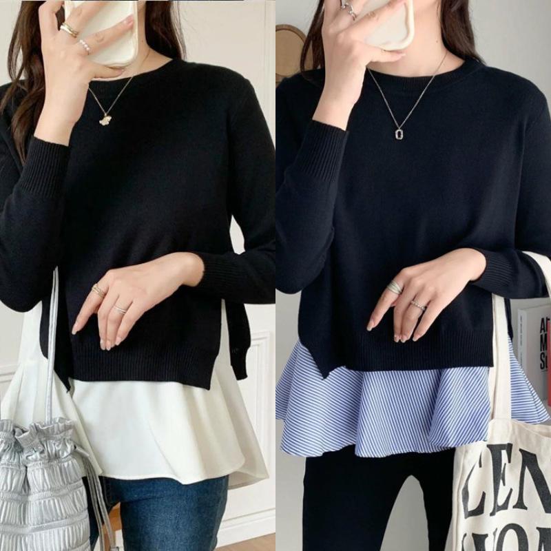 

Japan s Rakuten Bestseller: Southeast Asia Knit Sweater & Shirt Two-Piece Set - Long Sleeve, for Spring, Autumn, Winter One Size