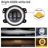 Fog Light LED Angel Eyes 4 Inch Work Light Headlight White DRL Amber Fog Lights LED Headligh For Off-Road Jeep Fog Lights,2pcs.