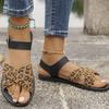 Fashion Fashion Leopard Print Flat Sandals for Women Cross Strap Open Toe Sandal Female Outdoor Anti Slip Soft Bottom Sandalias Mujer
