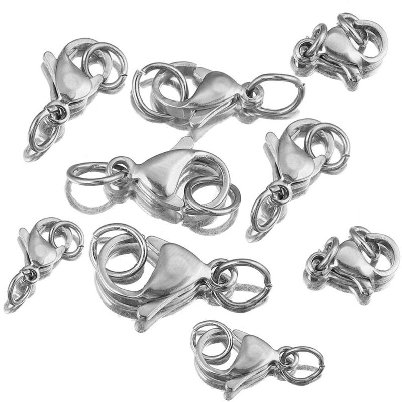 Stainless Steel Lobster Claw Clasps for Jewelry Making Portable Lobster Clasps Rings Necklace Bracelet Connectors