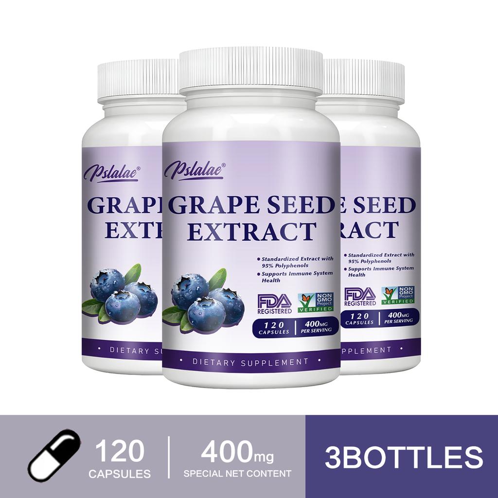 Pslalae Grape Seed Extract Capsules, Rich in Polyphenols, 400 mg Grape Seed Extract Per Serving, Suitable for Adults