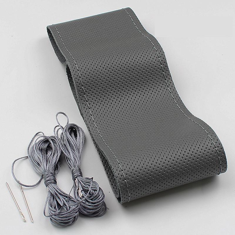 

Верхний слой кожи, чехол на руль автомобиля, оплетка, мягкая текстура, автомобильные чехлы с игольной нитью, натуральная кожа, автомобильный Стайлинг 2-Gray