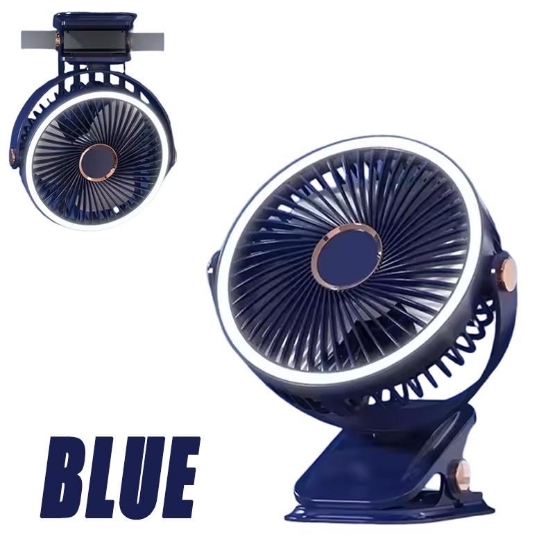 Portable Clip Fan with LED Lights Desk Fan 5 Speed Quiet Rechargeable Mini Table Fan, 360° Rotate Personal Cooling Fan for Home Office