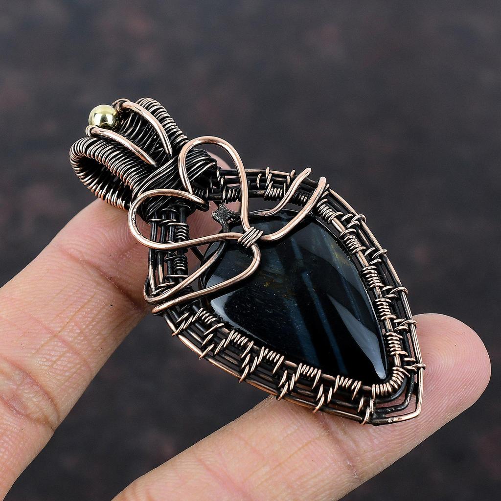 Pietersite Pendant Copper Wire Wrapped Gemstone Pendant Handmade Pendant Wonderful Copper Jewelry Gift For Her Wire Wrap Pietersite Jewelry