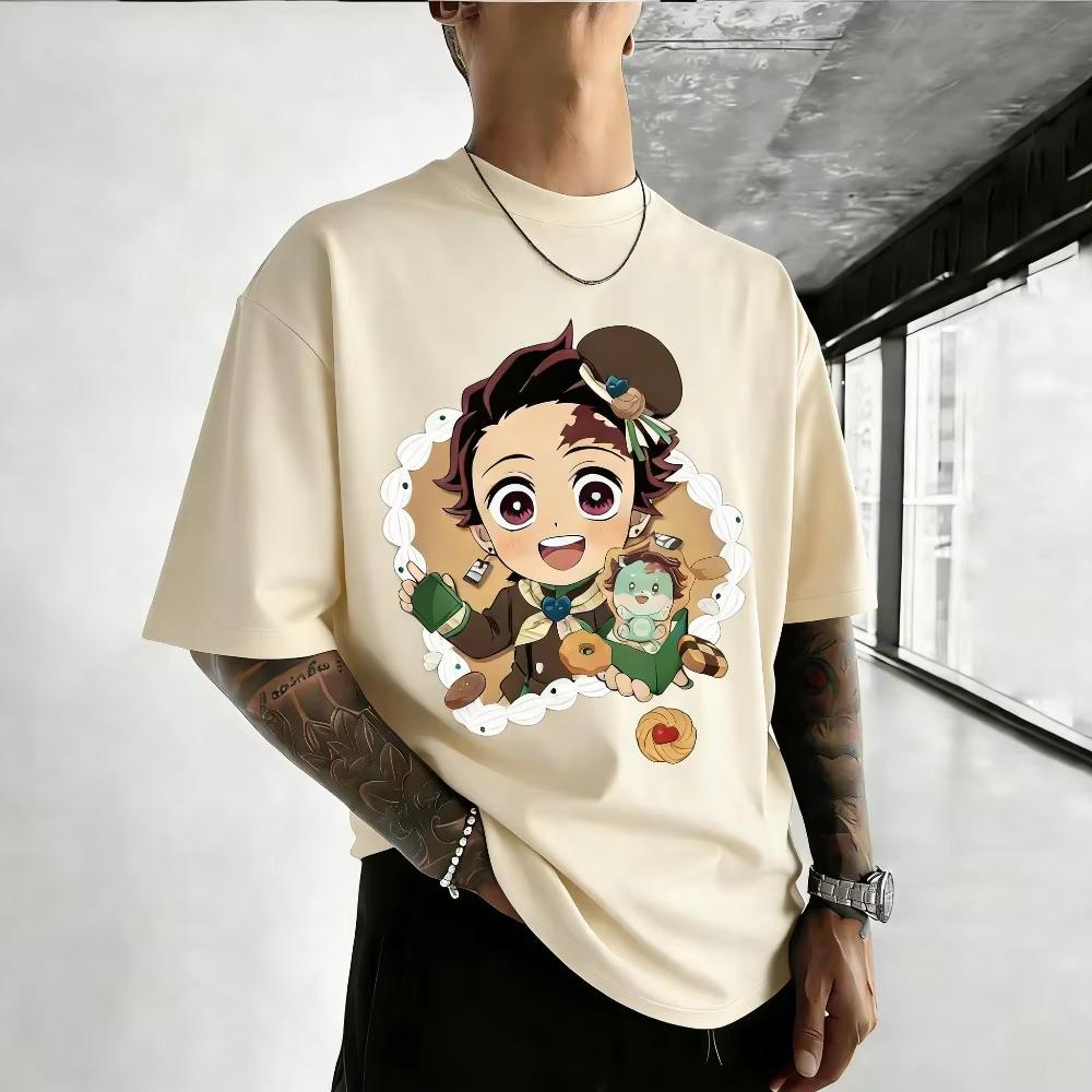 Unisex pure cotton Tshirt  Demon Slayer  Jirosuke Kamijou  Summer 2026 Harajuku Style Anime Print Loose ShortSleeved Shirt