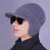 Men Hat Moisture-Wicking Breathable Warm Hat with Fleece Lining Solid Color Ear Protection Knitting Hat
