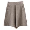 100% Wełna Szorty Damskie Casual z Wysokim Stanem w Linii A - Europejski Styl Jesienno-Zimowy