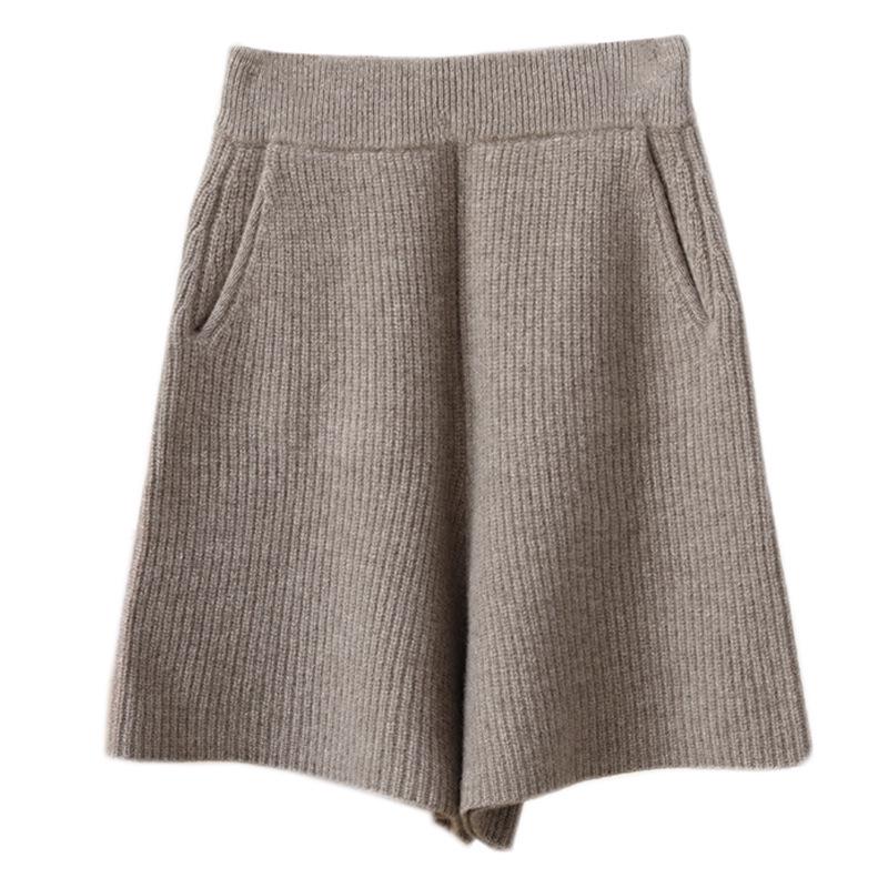 100% Vlna Šortky dámské s vysokým pasem áčkového střihu - Evropský podzimní/zimní styl