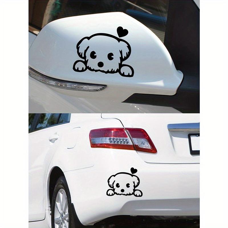 Black Dog & Heart Pattern Car Stickers, Universal Car Exterior Decorative Sticker