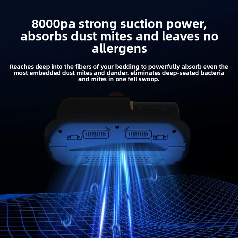 Aspiradora de ácaros portátil con luz UV y succión potente para limpieza profunda de colchones y cama