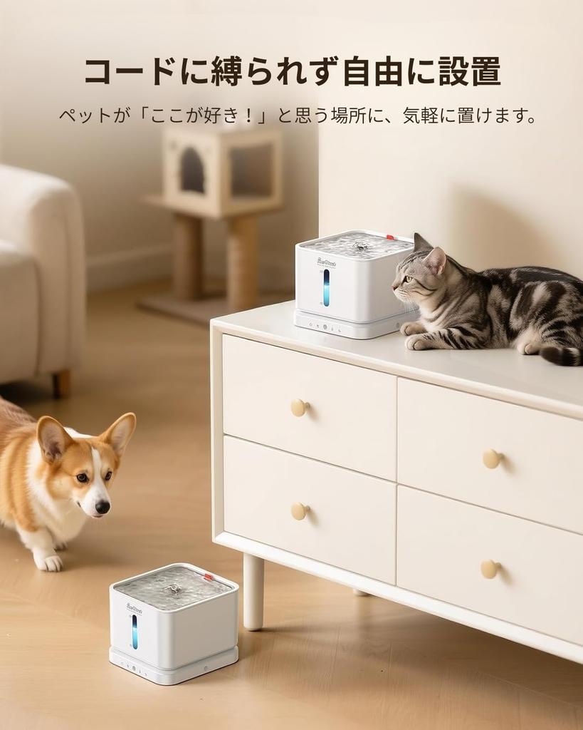 Pawccoli Automatic Pet Water Dispenser for and Other Features include sensor quiet cordless 3L suitable for multiple stainless steel easy and