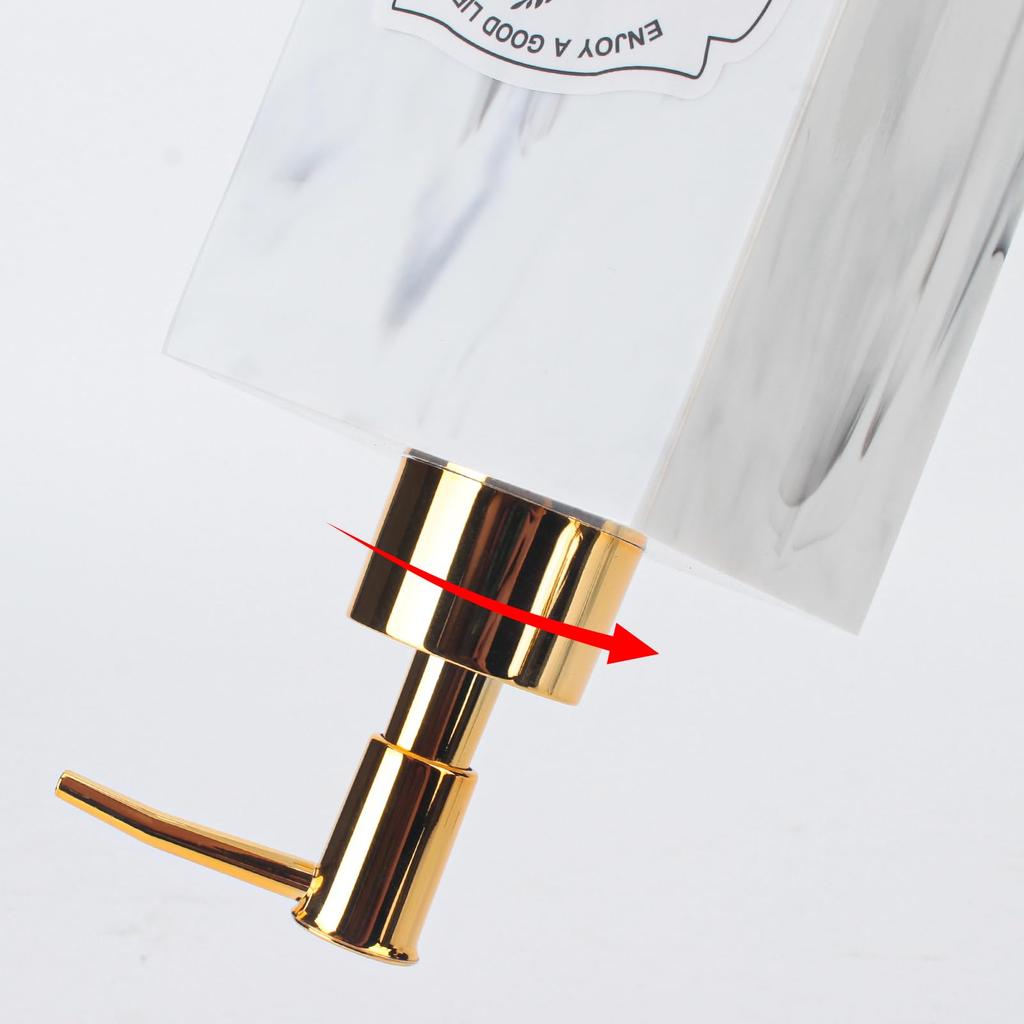 Luxurious Marble Finish Bottles 500ml Set of 2 with Gold Pumps Waterproof Labels Perfect for Bathroom Storage of Lotion White - - & - Countertop,