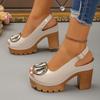 Fish Mouth Sandals Women's Summer New Fashionable Square Buckle Thick Sole Thick Heel High-heeled Buckle Sandals