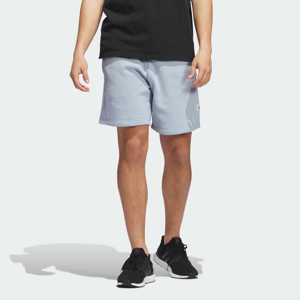 Adidas All Season Fleece Shorts With Solid Color Tag Logo Men Shorts Blue IN1420