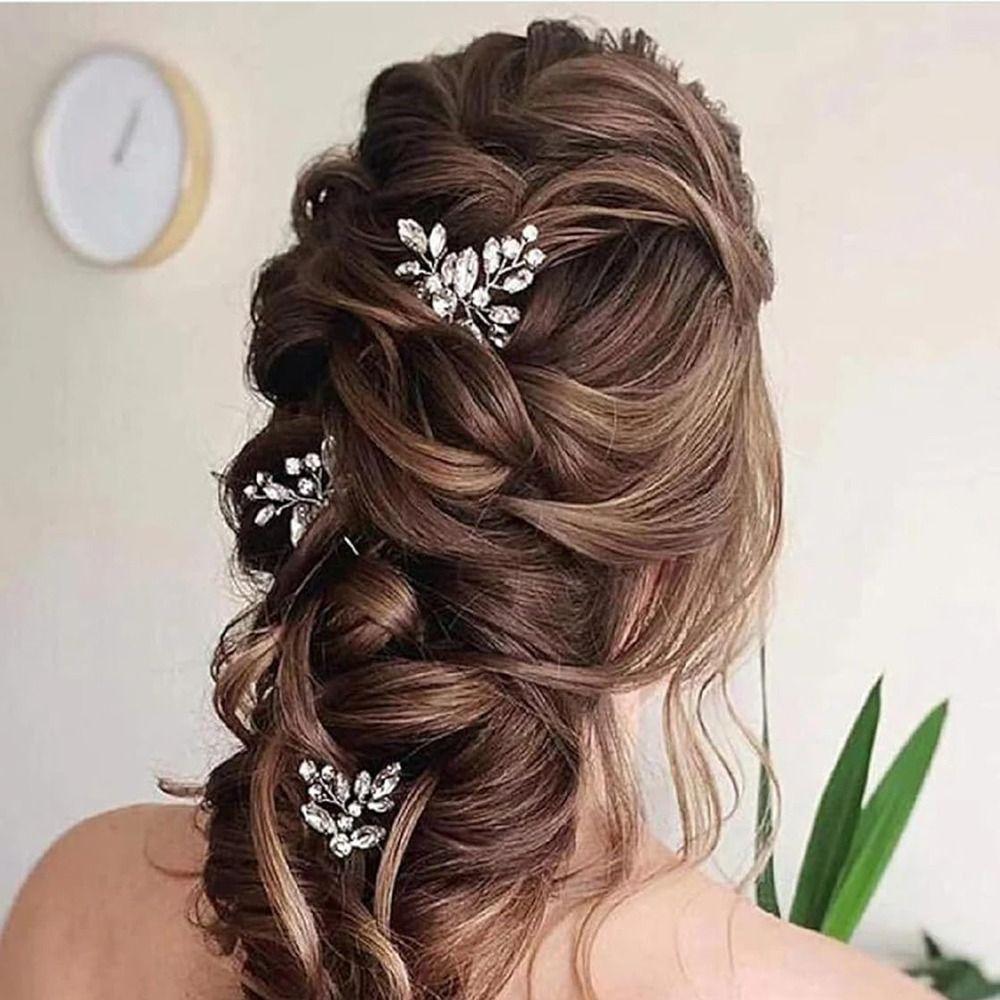 3pcs Handmade Rhinestone Hairpin Sparkling Women Tiara Stylish Bride Hair Accessories Girl