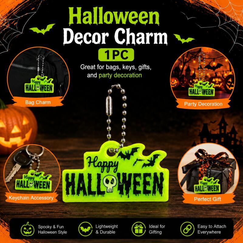 Xiaomi 1PC-Halloween Keychain Charm PVC Neon Green Bat Skull Pendant for Keys Bags Party Decor