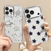 Modern Colorful Stars Pattern Case For iPhone 17 Pro Max Plating Lens Frame Clear Soft Cover For iPhone 16 15 14 13 Pro Max 11 16E 17E