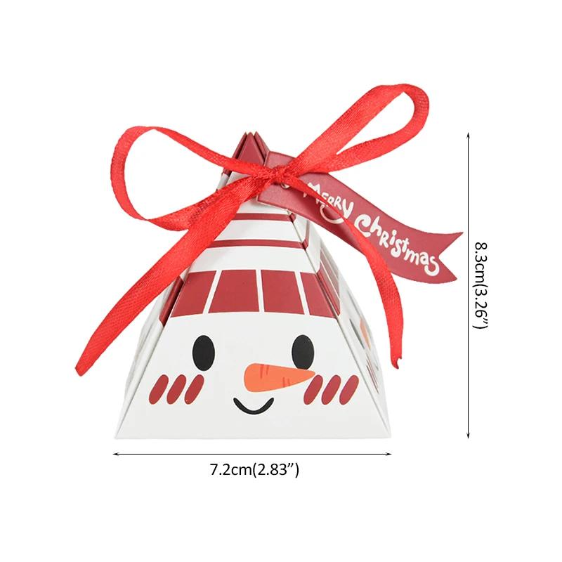 10pcs Christmas Kraft Paper Boxes Santa Claus Chocolate Candy Packaging Box Kids Favor Xmas Gift 2023 Happy New Year Party Decor