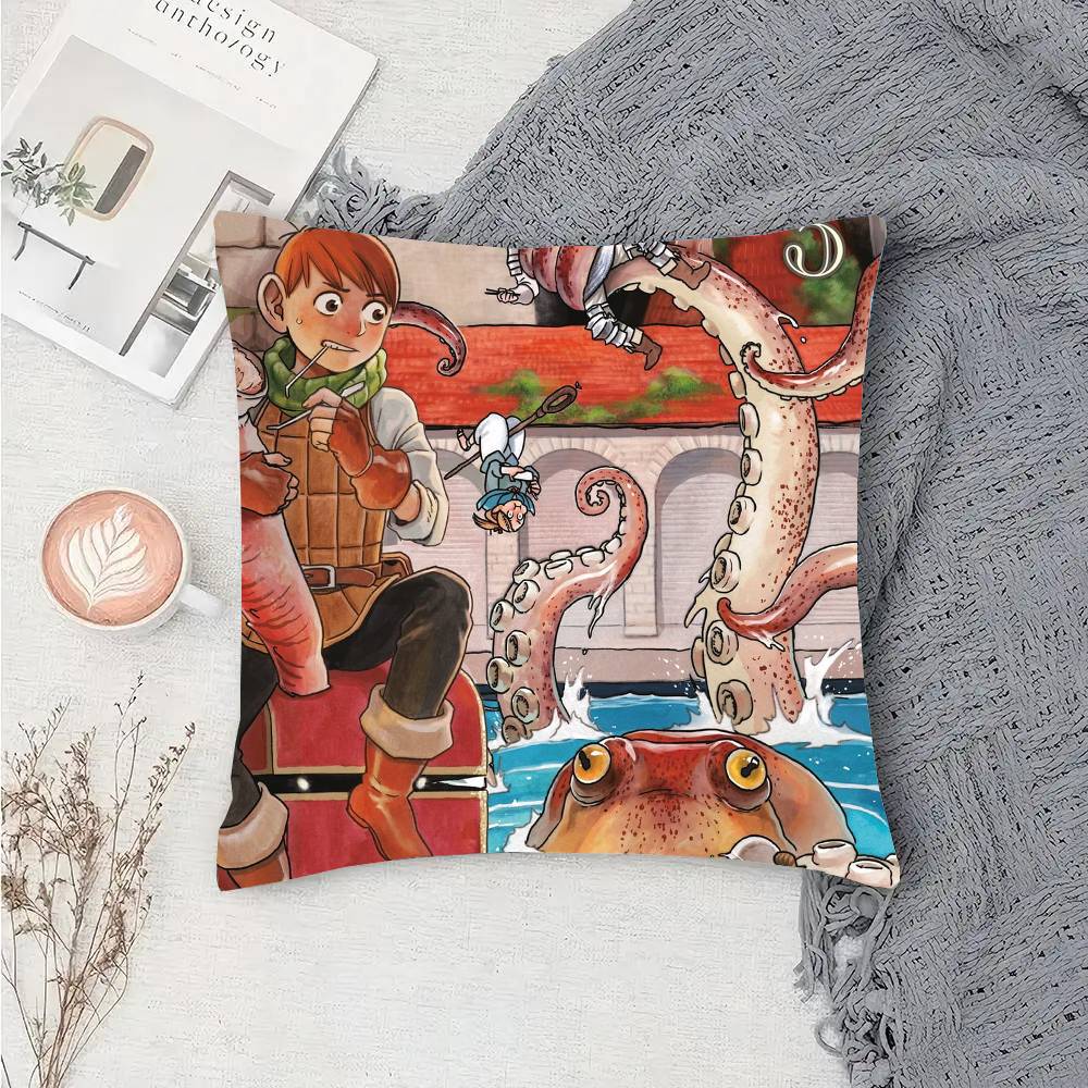 DDelicious In DDungeon Cartoon Animation Pillow Case Fashion Square Pillowcase Bedroom Sofa Room Ins Decoration Leisure