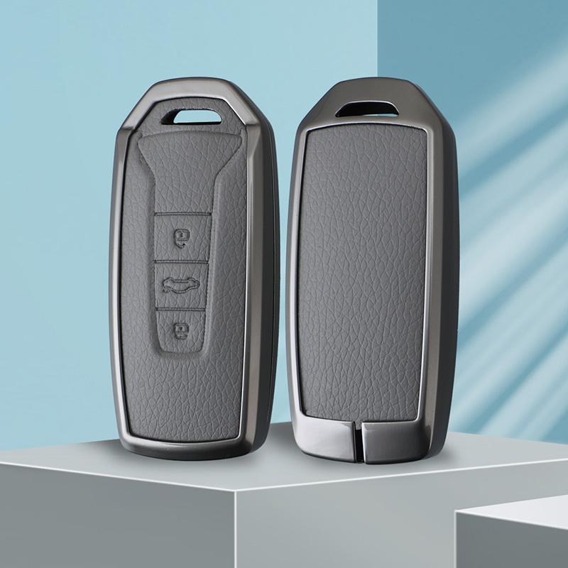 Zinc Alloy Leather Car Key Case Cover for Volkswagen Volkswagen Touareg 2018 2019 2020 2021 2022 2023 Long Range Car Key Case