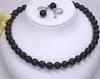 [Your and My Jewelry Box] Natural Jet Necklace and Earring Set - 10mm - Perfect for Black Formal Wear [Gift Wrapped] [Jewelry] Earrings
