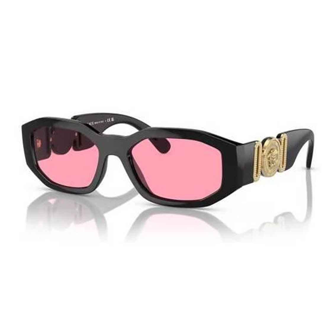 Versace Side Logo Pattern Irregular Shape Sunglasses Men sunglasses Black VE4361GB184 Black,53