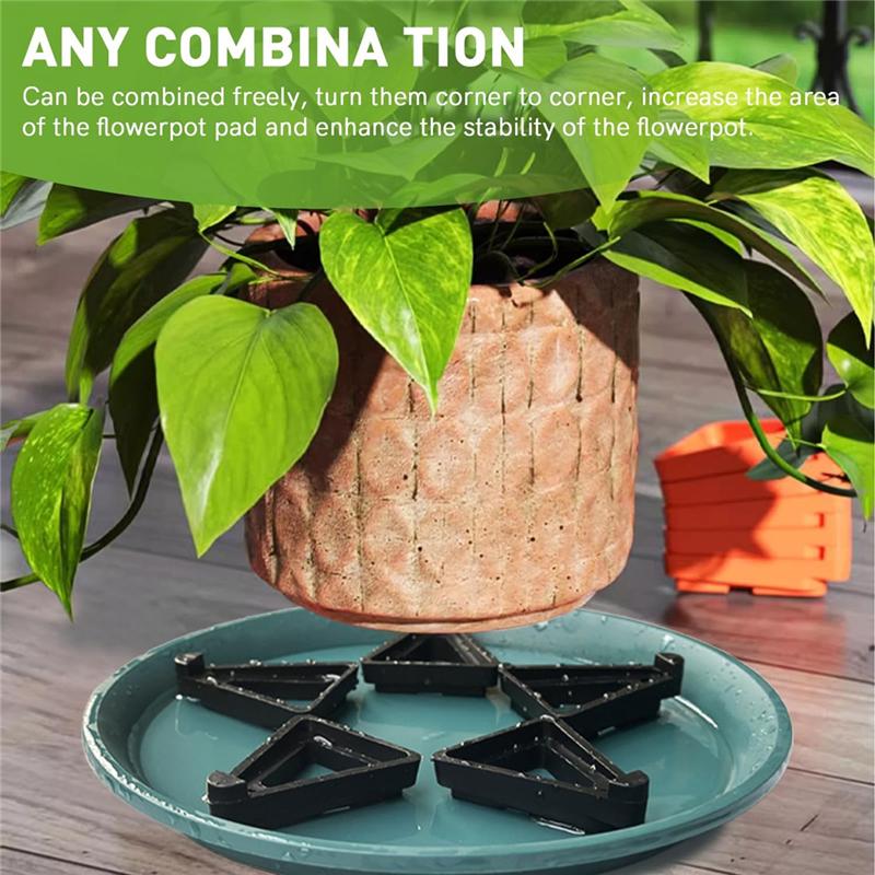 AT19-For Outdoor Planters For Garden Pot Feet 24 PCS Breathable Invisibles Stands Toes Lifters, Stackable Flower Base Support Ou