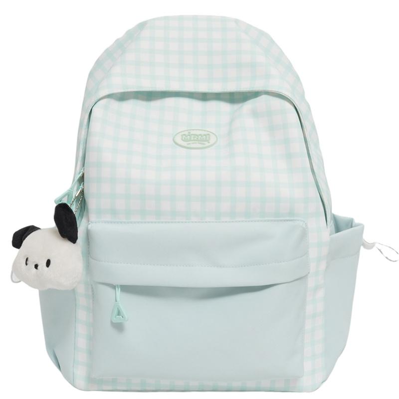 

Plaid Backpack Junior Senior High School Student Schoolbag Women s Large Capacity Travel Backpack зелений