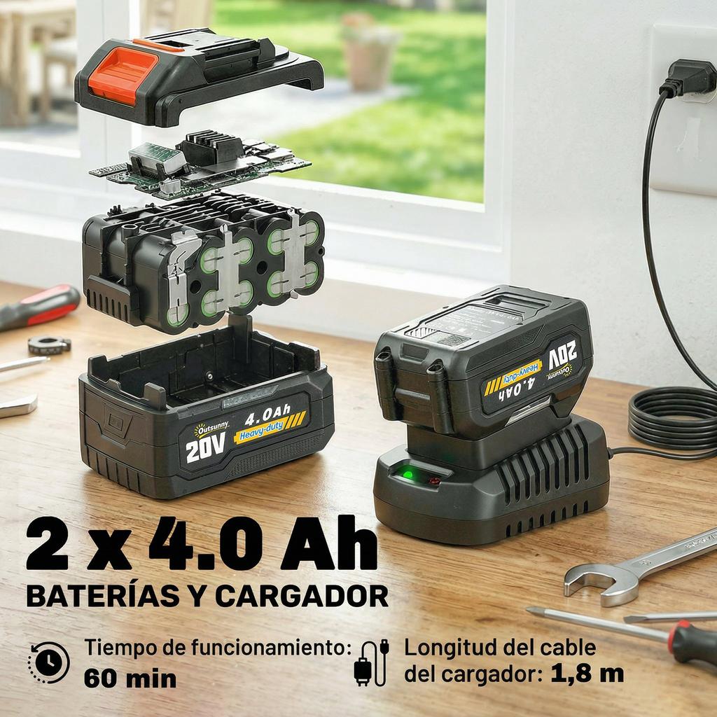 Extendable Electric Chainsaw 1.94 2.56 M With 2 Batteries 4.0 Ah Double Charger Lock Automatic Lubrication