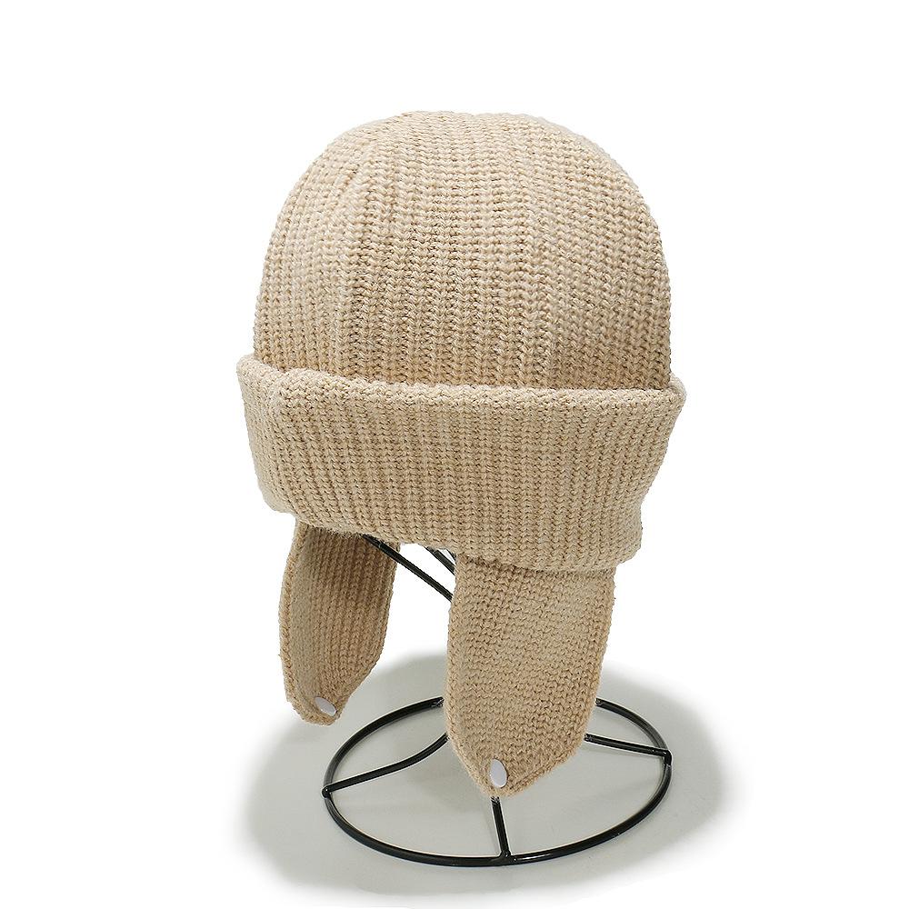 Autumn and winter new solid color simple warm wool hat children's knitted hat ear hat winter