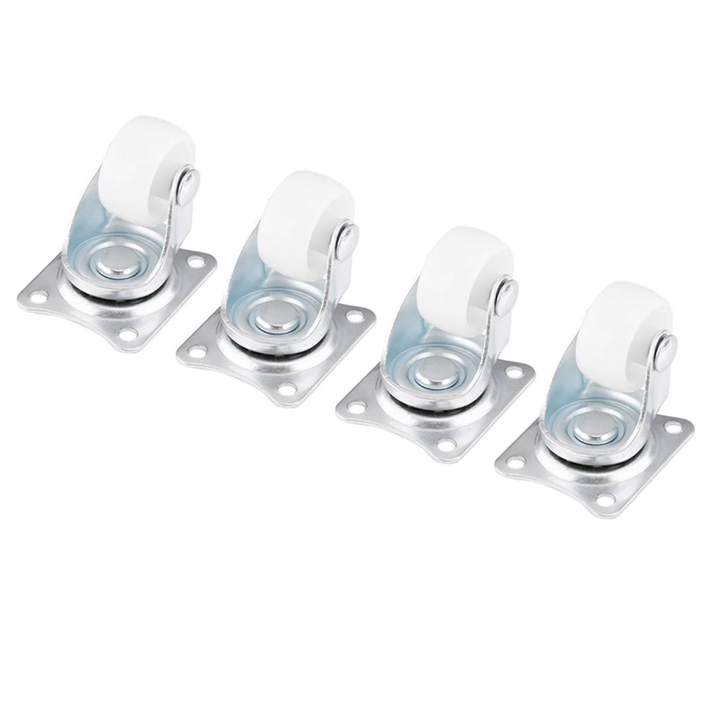 4pcs Universal Swivel Casters 1  Wheels White Roller Wheel For Furniture Trolley Chair