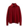 Women's Soft Solid Color Cashmere Knit Cardigan with POLO Collar