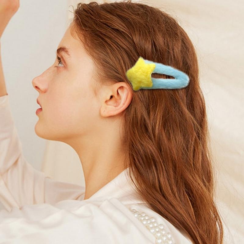 Furry Cute Plush Star Y2K-Style Mini Star Hairpin Sweet Handmade Pins Hairpin Accessories for Women Girls Lolita