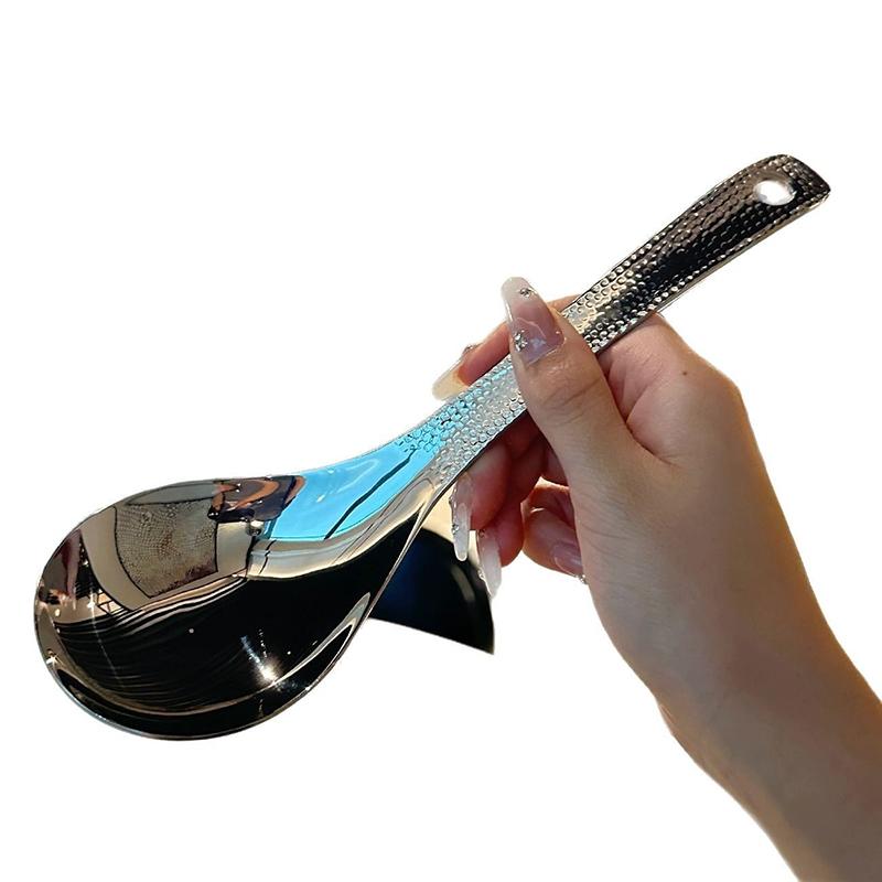 Outdoor Stainless Steel Spoon Korean Long Handle Tableware Thicken Stirring Ice Spoon Meal Spoon Household Dinner Spoon