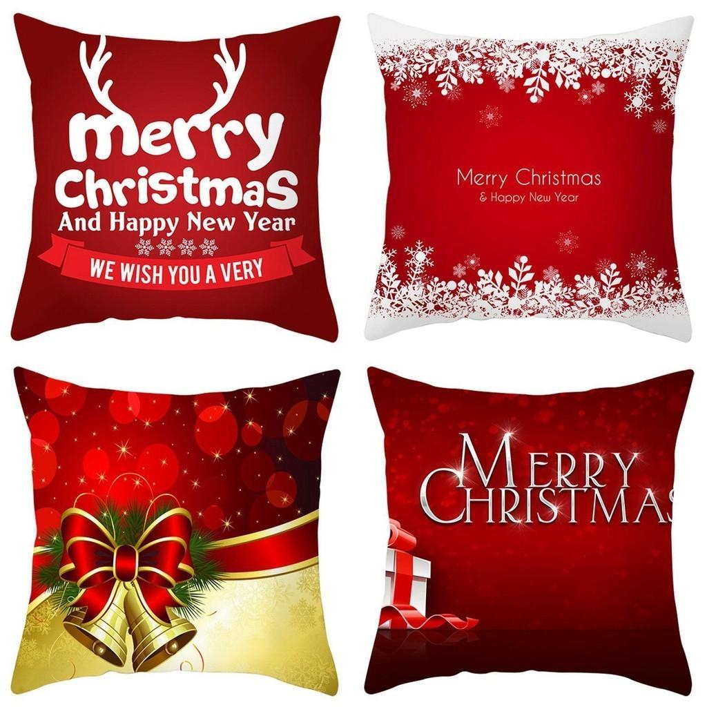 Elegant Christmas Red Cushion Cover Super Soft Pillowcase For Stylish Sofa Decor