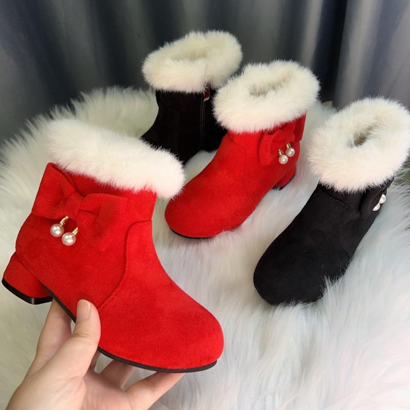 Winter Children Kids Keep Warm Christmas Princess Cotton Shoes For Girls Plus Velvet Plush Snow Boots Winter Shoe for Girl Kids